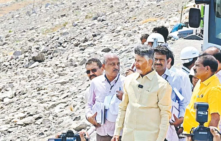 Chandrababu inspects Polavaram project works