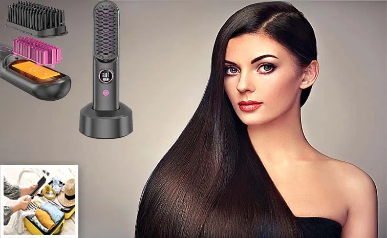 Cordless Comb Hair Straightener And Curler