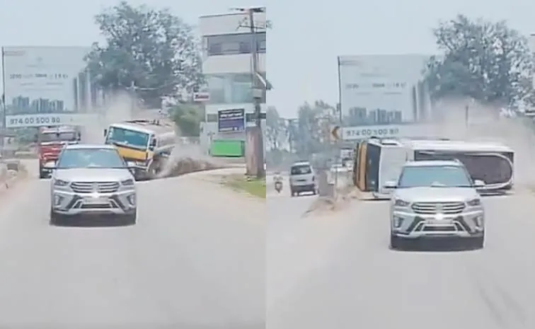 Water Tanker Rolls Overtake Truck In Bengaluru Video Viral