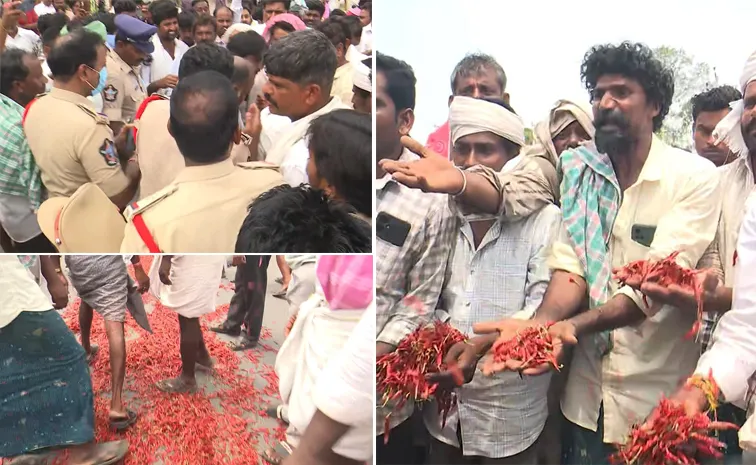 Mirchi Farmers Protest AT guntur
