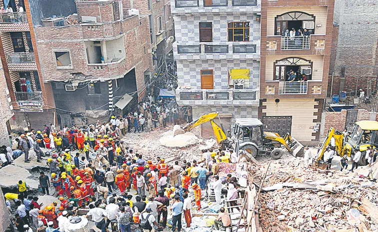 Multi-storey residential building collapsed in northeast Delhi