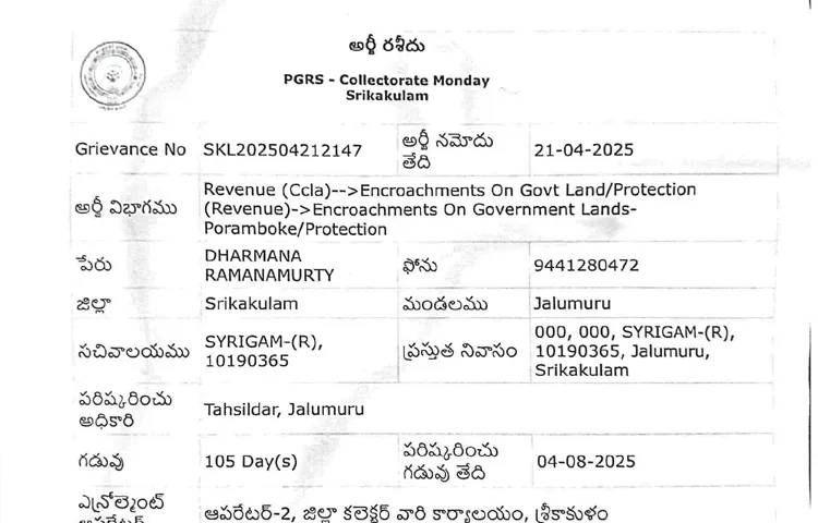 Complaint filed against TDP leader Srinivasa Rao in Collector Grievance