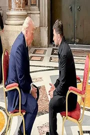 Ukrainian President Zelensky and US President Trump meet inside St Peters Basilica3