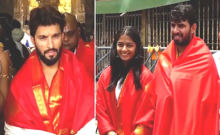 RCB's Rajat Patidar, Jitesh Sharma and Shreyanka Patil Visit Tirumala1