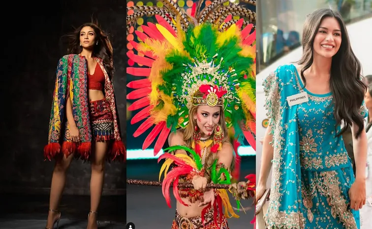 Miss World 2025 contestants saree walk  in Pochampally6