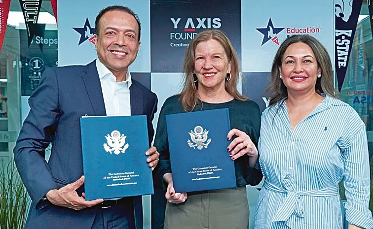 Y-Axis US Embassy MoU  fors erve aspiring students in the Telugu states