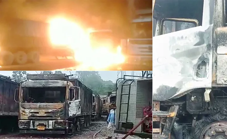 Mob Attack in Meghalaya 15 Trucks set on Fire