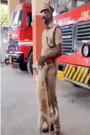  Retiring Kerala firefighter Shares emotional farewell with loyal station dog2
