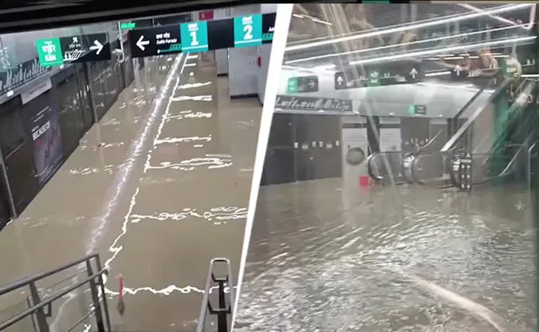 Mumbai Worli Metro Station Flooded