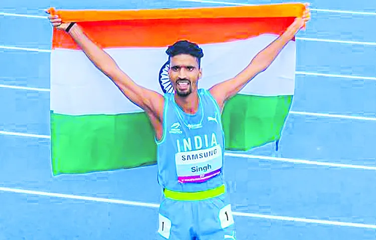 Gold medal for Gulvir Singh in 10000 meters run
