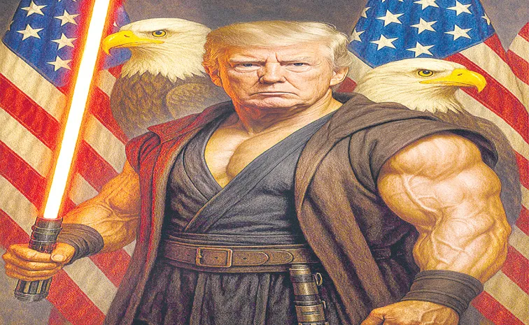 White House Shares AI Image Of Trump As Muscular Jedi On Star Wars Day