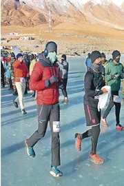 4 Hyderabad Mens participated half marathon at the Pangong Frozen Lake1