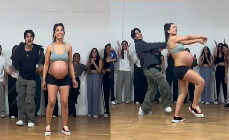 Viral Video: pregnant woman dancing with choreographer to Ding Dong Dole3