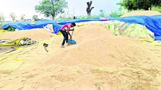 అకాల వర్షం.. తడిసిన ధాన్యం