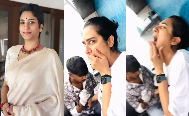Actress Surekha Vani get a Tattoo of Tirumala Balaji Footwear