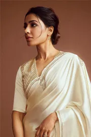 Samantha Ruth Prabhu Satin Silk Saree Decoding 1930s Art Deco Glamour1