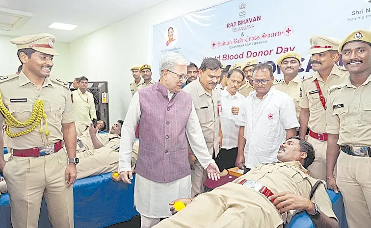 Governor Jishnu Dev Varma inaugurates blood donation camp on World Blood Donor Day