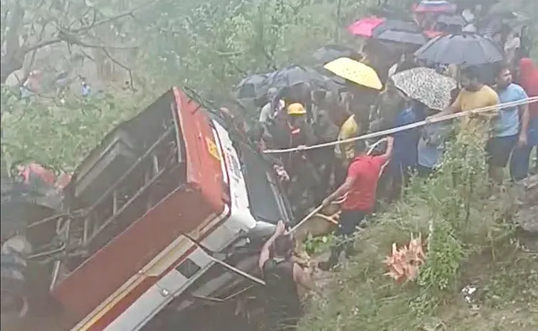 Himachal Pradesh Mandi bus Accident fell Into Deep Gorge