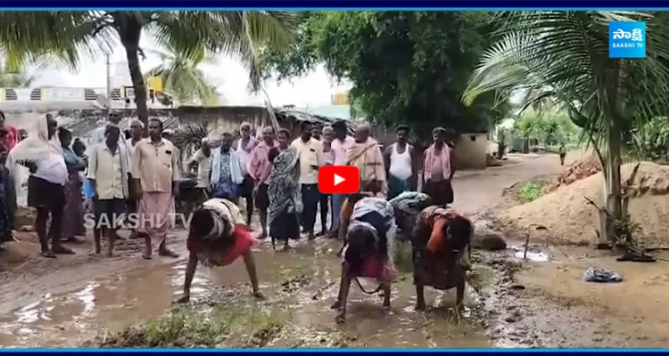 Villagers Plant Paddy Crops on Road at Sathya Sai District 