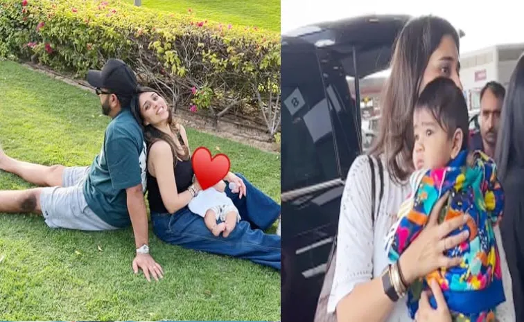 Rohit Sharma Spotted With Son Ahaan at Mumbai Airport Video Viral1