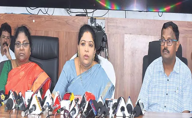 Minister Gummadi Sandhyarani with the media