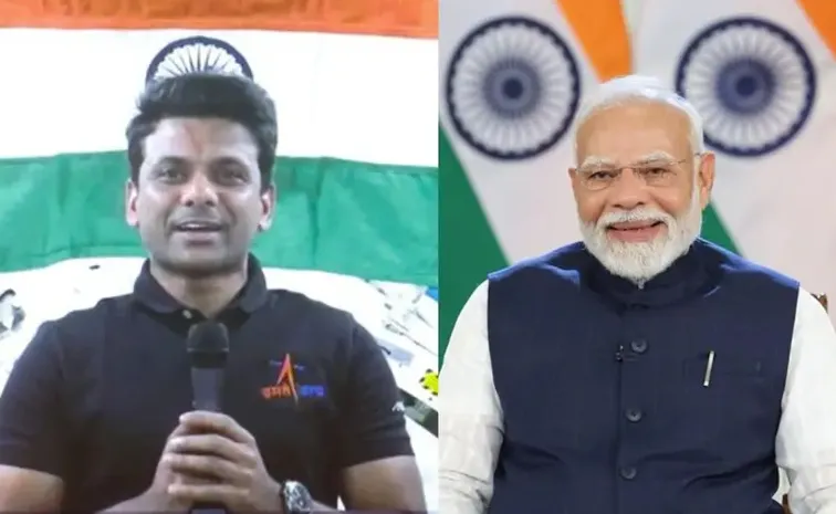PM Narendra Modi interacts with Shubhanshu Shukla