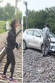 Driving Car on Railway Tracks Sony Shifted ro Erragadda IMM10