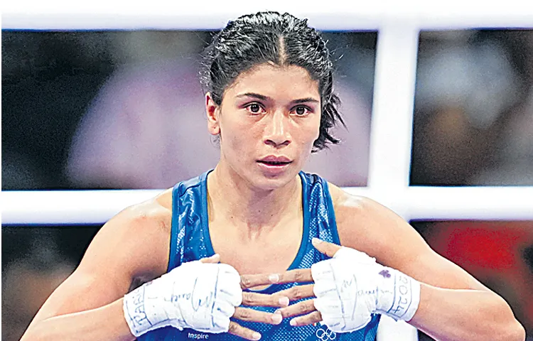 Nikhat Zareen in the semifinals of the boxing tournament