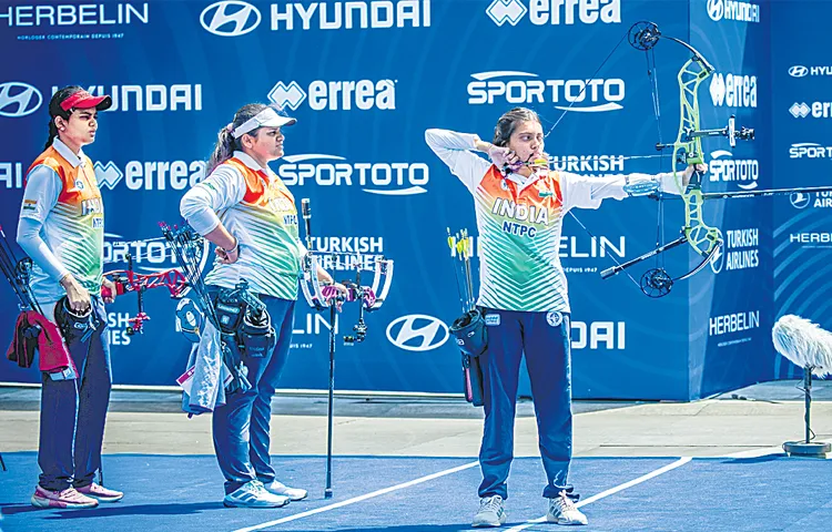 Indian womens archery team in the quarterfinals