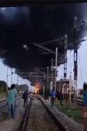 Goods Train Fire Accident Carrying Diesel In Tamil Nadu4