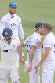 Carse tries to put arm around Jadeja neck Stokes intervenes Video Viral1