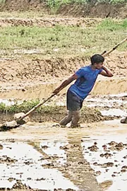 The story of the Photo The farmer became bull  pipeline blast the water chaos2