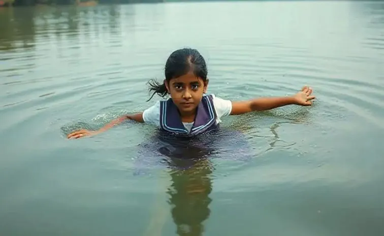 Jharkhand girl swims to school after bridge collapse3