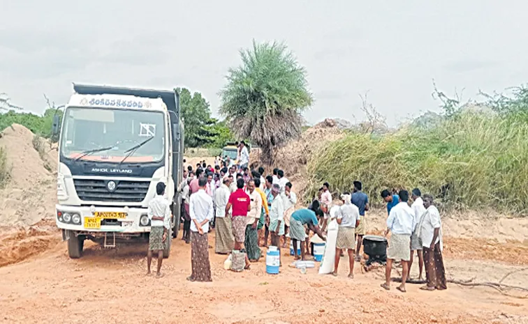 TDP leaders mining sand from Penna river