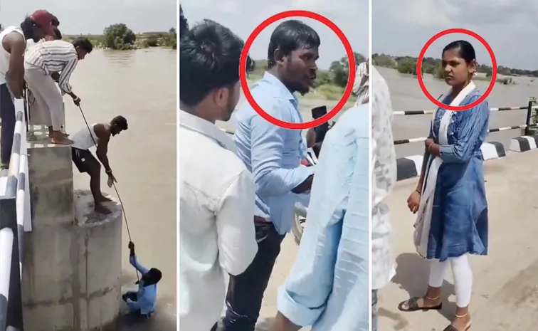 raichur wife pushing husband krishna river bridge viral video get big twist