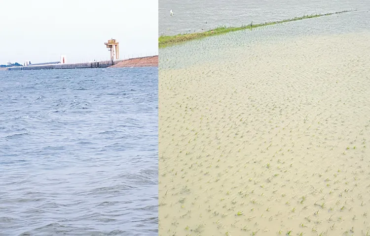Flood water from Srisailam to Nagarjuna Sagar