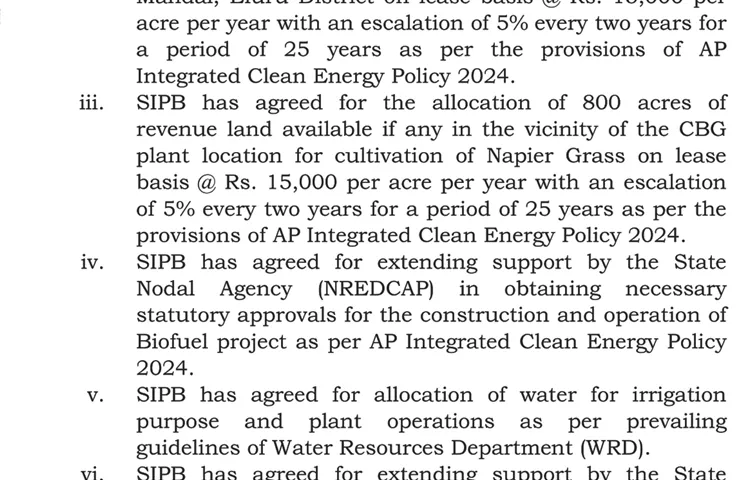 The government stated in the go that it has leased 800 acres for growing grass