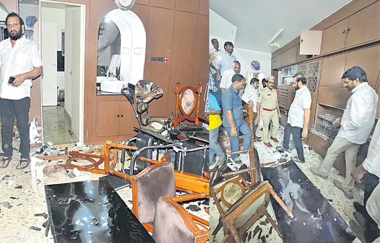 Former Minister Nallapareddy Prasannakumar Reddy house attacked in Nellore