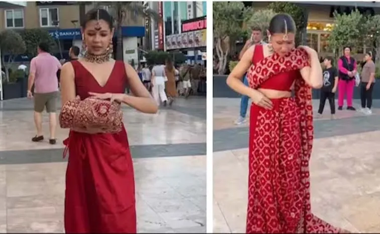 Influencer Puts On A Saree At Crowded Public Place In Turkey goes Viral2