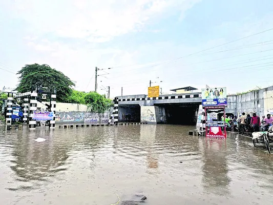 Rainwater stagnates at warangal underbridge