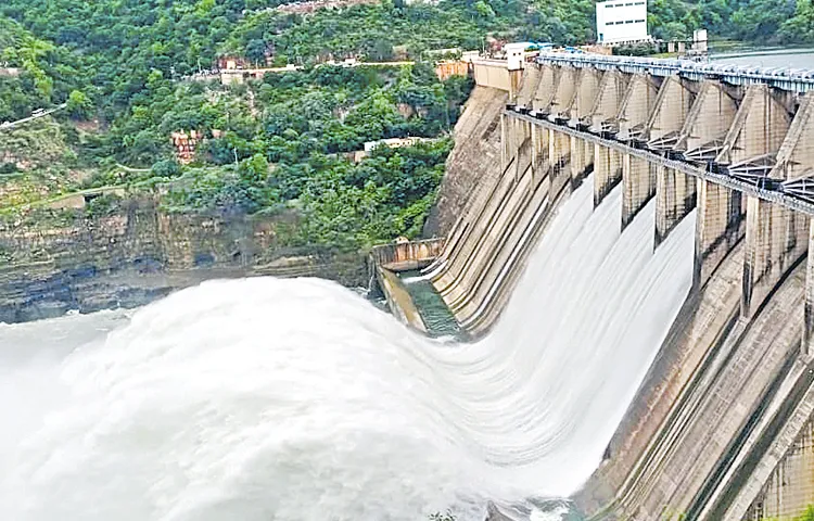 Floods flowing into the Krishna River