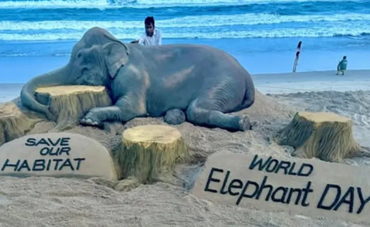 World Elephant Day 2025: Sudarshan Patnaik Special Sand Art4