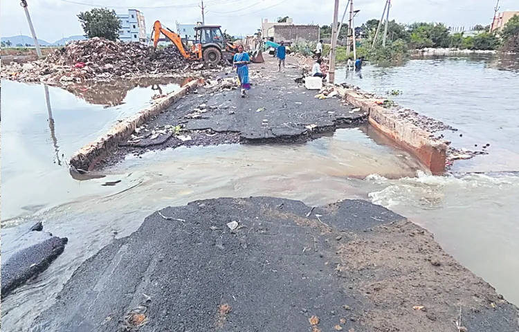 Water entering low lying areas in Vijayawada