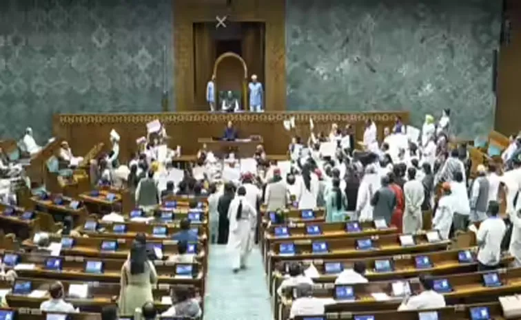 Both Houses adjourned for the day amid Opposition uproar