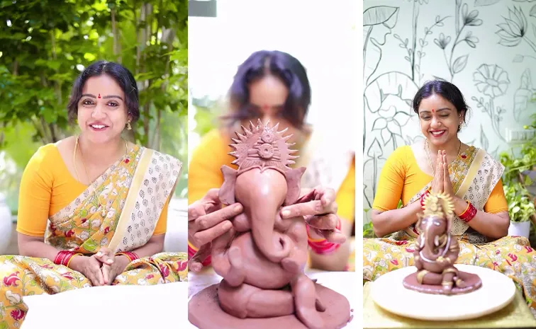  Vinayaka Chavithi Actress Vithika sheru clay ganesha mnaking video goes viral on social media 
