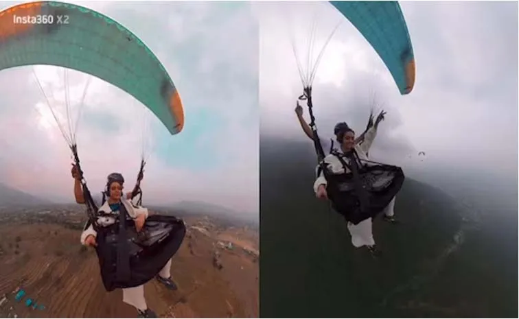 Indian Female DJ Plays Live Music While Paragliding