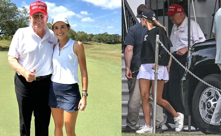 USA Donald Trump golf outing with grandkids pics Viral