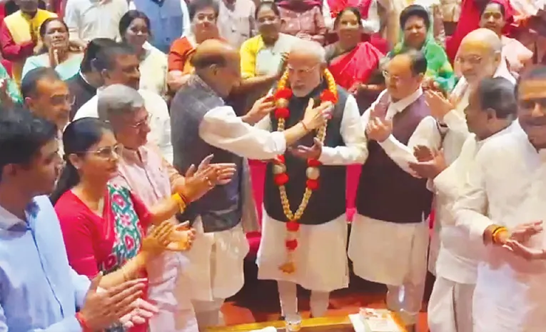 Strong Resolve Visionary Leadership MPs Congratulate PM Modi