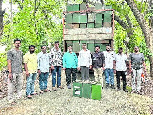 DPO and officials with the ballot boxes received from Gujarat