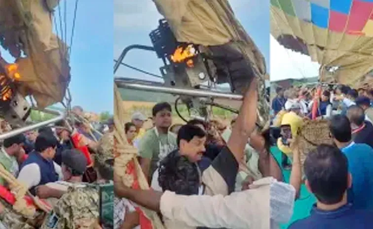 Mandsaur CM Mohan Yadav hot air Balloon Catches Fire Narrowly Escapes
